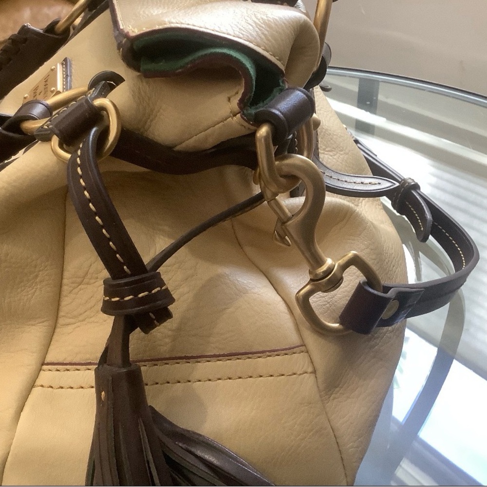Dooney & Bourke Cream Florentine Vacchetta Leather Satchel - Picture 3 of 9